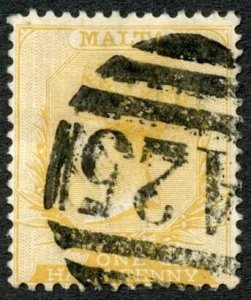 Malta SG10 1/2d Yellow-buff Wmk CC used Cat 60 pounds