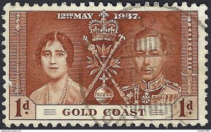 GOLD COAST 1937 KGVI 1d Buff, Coronation SG117 Used