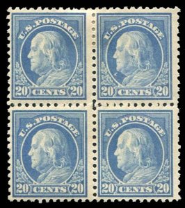 United States, 1910-30 #515 Cat$265, 1917-19 20c light ultramarine, block of ...