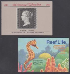 Marshall Islands Sc 376a, 440a Intact Booklets, 1990 Penny Black + 1993 Fish