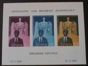 GHANA-1965-150TH ANNIV: BIRTH OF ABRAHAM LINCOLN MNH-S/S VERY FINE-LAST ONE