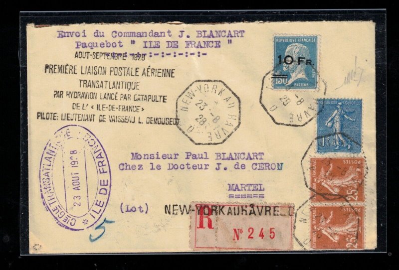 France #C4 (Yvert #PA4) Very Fine Used With 1FR Pair Of 25cent On Rare Cover