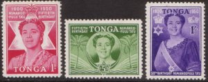 Tonga 1950 SG92-94 50th Birthday of Queen Salote set MNH