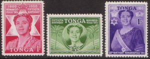 Tonga 1950 SG92-94 50th Birthday of Queen Salote set MH