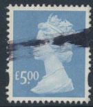 GB QE II Machin - SG Y1749   Used  £5 Azure 2 Bands