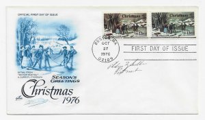 US 1702 & 1703 13c Christmas 2 stamps on 1 FDC Artcraft Cachet Unadd ECV $15.00