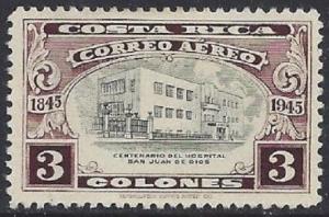 Costa Rica #C139 Air Mail Stamp 1946 3col Hosp St Juan de Used Postmarked stamps