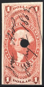 R72a $1.00 Revenue: Manifest: Imperforate (1862) Used/Punched