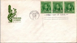 FDC 1940 SC #859 - Farnam Cachet - Tarrytown, Ny - Strip of 3 - F62320