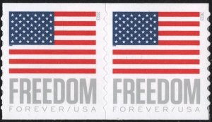 SC#5788 (Forever) Freedom U.S. Flag Coil Pair: APU (2023) SA