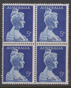 Australia 1961 Dame Melba Sc#341 Block of 4 Mint Hinged on 2 stamps