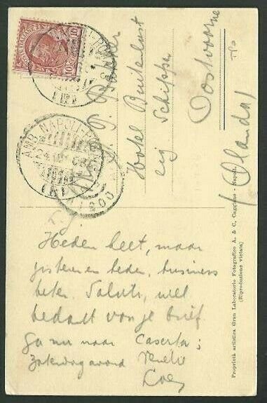 ITALY 1908 postcard - NAPOLI - ROME railway TPO cancel.....................10383