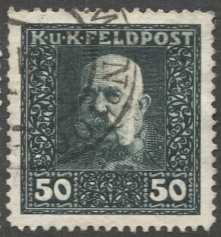 AUSTRIA 1915 MILITARY STAMPS Sc M38  50h myrtle green, Used VF