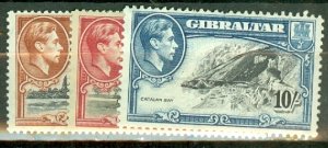 JB: Gibraltar 108a,114a,115a,116a,117a mint (perf 14) CV $195; scan shows a few