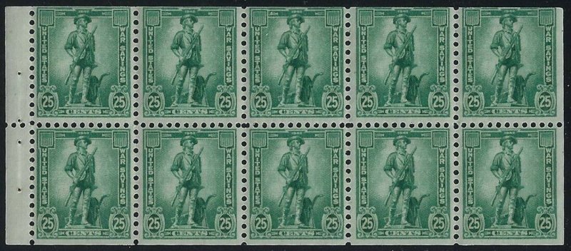 WS8b - 25c F-VF Booklet Pane of 8 Mint NH Cat $55