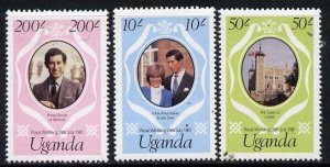 UGANDA - 1981 - Royal Wedding, Redrawn - Perf 3v Set - Mint Never Hinged