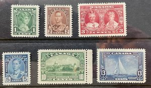 Canada, Scott 211-216, Mint NH, Very Fine, GV Silver Jubilee, Complete Set