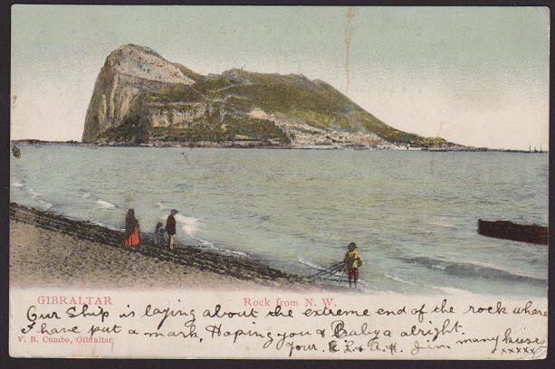 GIBRALTAR 1906 used picture postcard - EVII 1d -to UK.......................5041