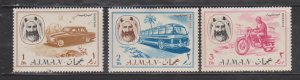 Ajman 1967 Transport Issue x 3 Values MH