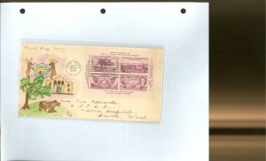 US 778 1936 TIPEX (Third International Philatelic Exhibition) mini sheet of four imperf on an addressed FDC with an original dra