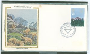 Great Britain 1015-18 Commonwealth day set of 4 Colorano FDC silk cachets all 4 are unaddressed.