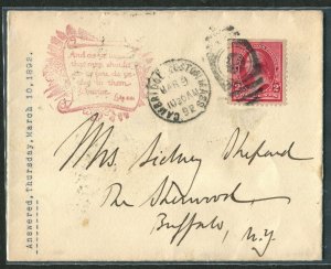 1892 Cover Cambridge Station Boston to Buffalo NY Bible Quote Luke 6:31 Sidney S