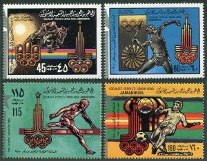 Libya 842-845,846-847 sheets,MNH, Olympics Moscow-1980.Equestrian,Javelin,Soccer 