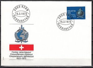 Switzerland, Scott cat. 557. Interpol, Police issue. First day cover. ^