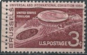 US 1104 (used) 3¢ Brussels International Exposition (1958)