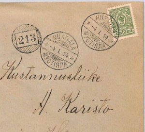 RUSSIA/FINLAND WW1 Cover *MUSTIALA* Hämeenlinna 1914 SUPERB *213* NUMERAL ZT239