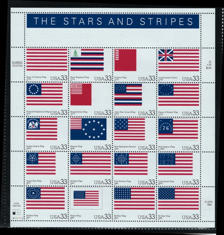 US Scott 3503 Full Sheet! Stars & Stripes! MNH!