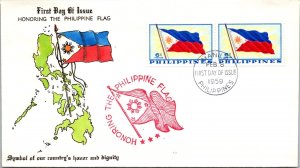 Philippines FDC 1959 - Philippine Flag - 2x6c Stamp - Pair - F43410