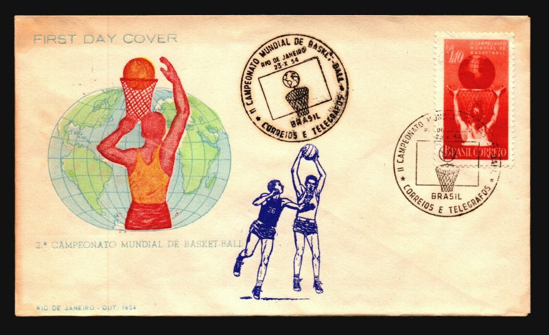 Brazil 1954 Basketball FDC / Nice Cachet / UA - L3616