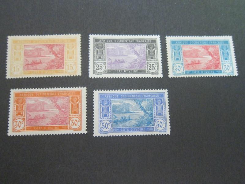 French Ivory-Coast 1913 Sc 50,53,55,56,63 MH