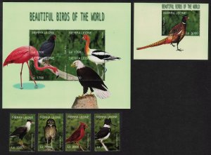 Sierra Leone Flamingos Eagle Owl Pheasant Birds 4v+2 MSs 2004 MNH