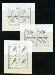 POLAND SCOTT#1046/48 WINTER SPORTS SWIATA 1962  SHEETS  MINT NEVER HINGED