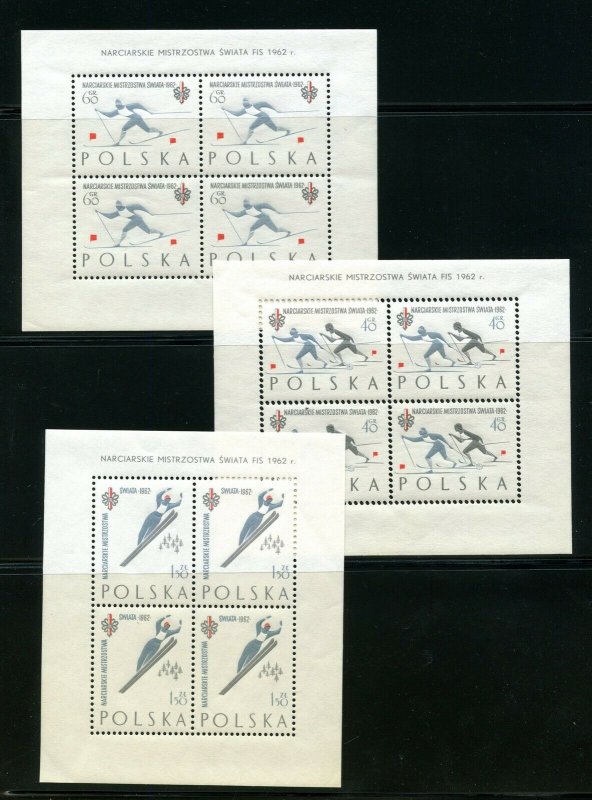 POLAND SCOTT#1046/48 WINTER SPORTS SWIATA 1962  SHEETS  MINT NEVER HINGED