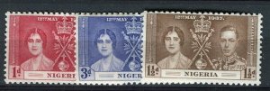 BRITISH COMMONWEALTH; 1937 GVI Coronation issue Mint hinged SET, Nigeria