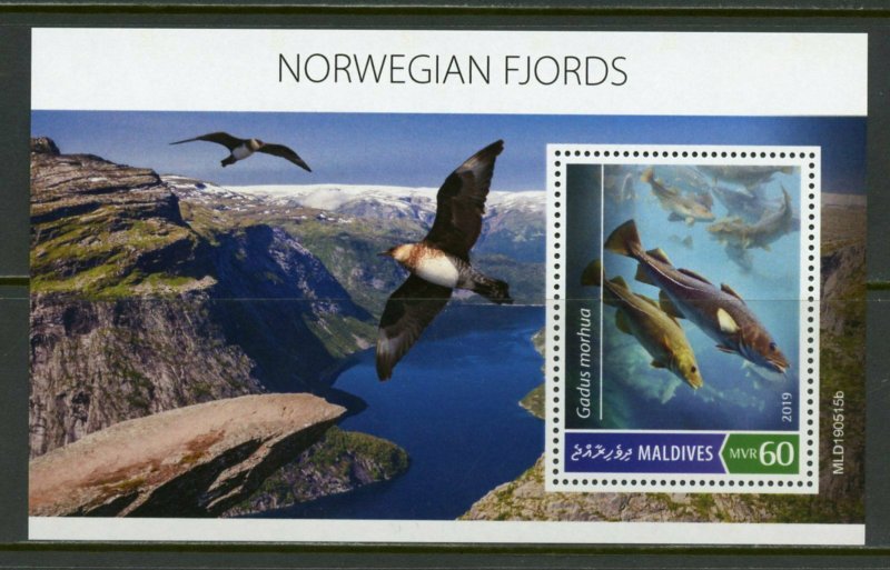 MALDIVES 2019 NORWEGIAN  FJORDS  SOUVENIR SHEET   MINT NH