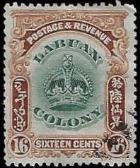 Labuan #105 Used; 16c Crown (1902)