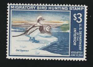 US RW34 $3 Federal Duck Stamp Mint VF OG NH SCV $100