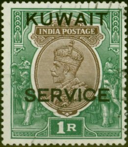 Kuwait 1929 1R Chocolate & Green SG023 V.F.U