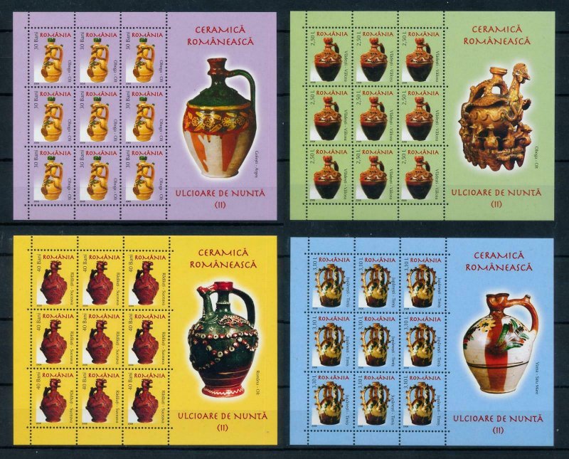 [101480] Romania 2006 Ceramics Wedding jugs pottery 4 Sheets MNH