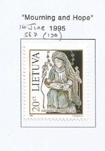 LITHUANIA - 1995 - Mourning & Hope -  Perf Single Stamp - M L H