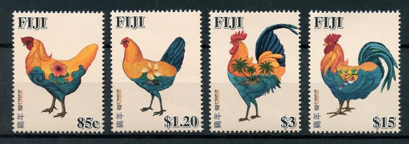 Fiji 2017 MNH Year of Rooster 4v Set Chinese Lunar New Year Stamps