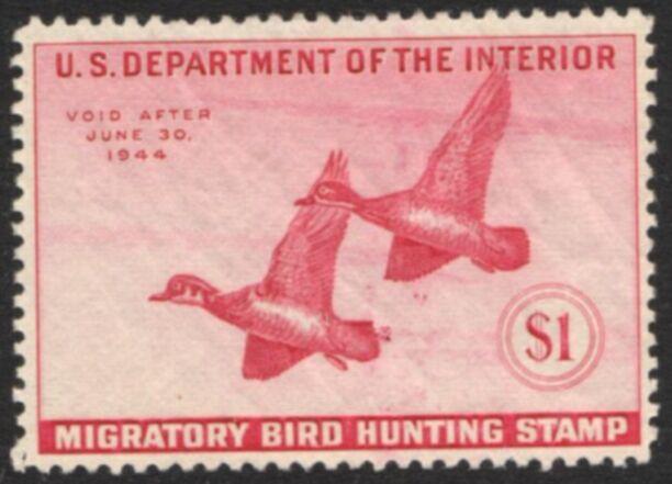 US Stamp #RW10 MLH - Pair of WONDERFUL Wood Ducks in Flight