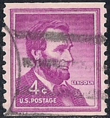 1058 4 cents 1958 Abraham Lincoln, Coil Stamp used Coil VF