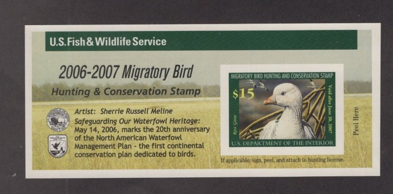 RW73A - Federal Duck Stamp.Self Adhesive Sheet Of 1.  MNH. OG.  #02 RW73A