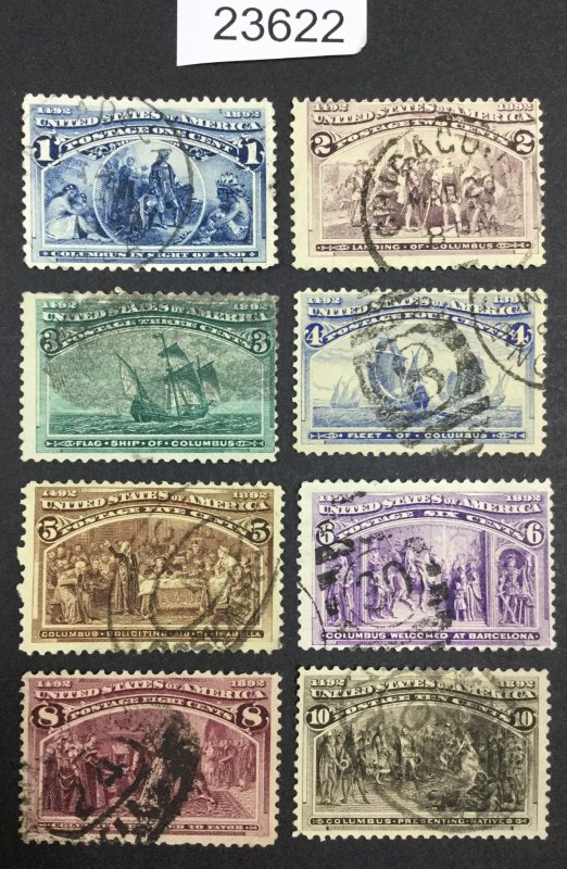 US STAMPS #230-237 USED LOT #23622