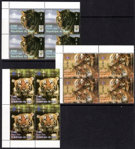 Niger 1998 Sc#1000/1002  Wildlife/Scouts/Rotary/Lions Set (3) Block of 4 MNH